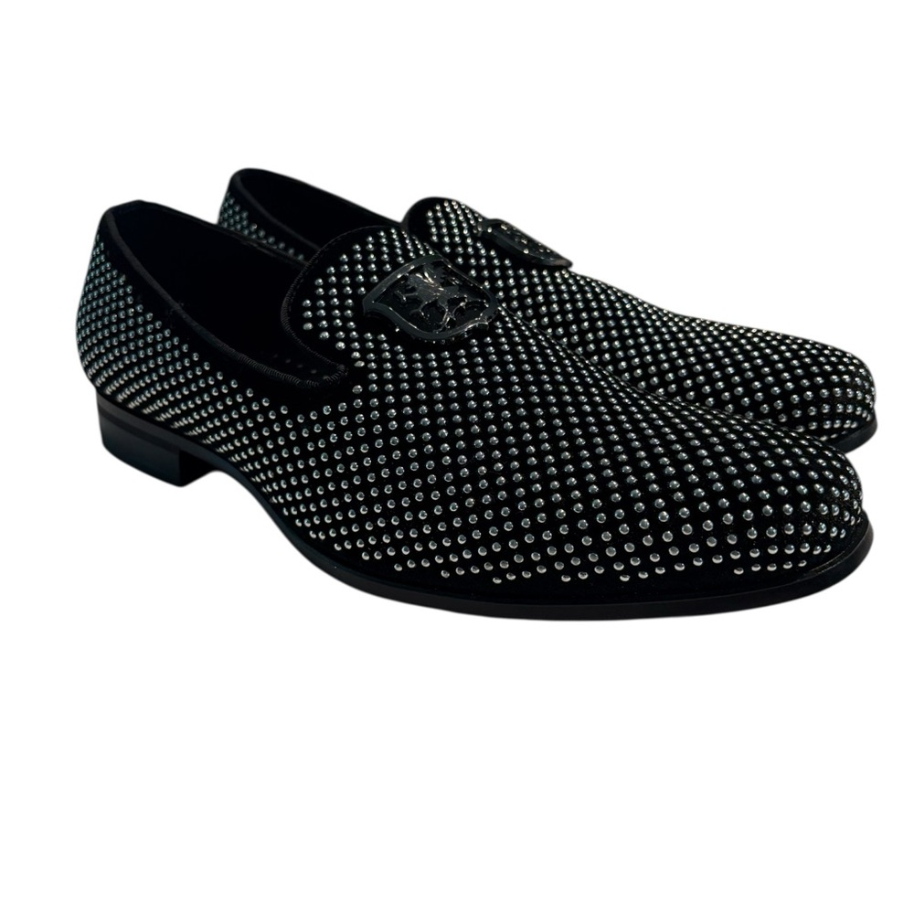 Stacy Adams Swagger Men’s Studded Slip-ons Black and Silver With Box 8.5M